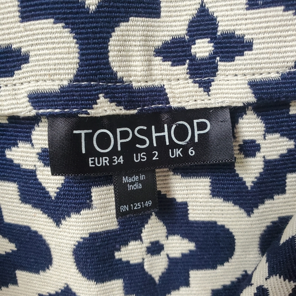 TopShop Jacquard Mini Button Front Skirt Size 2 - Picture 4 of 5